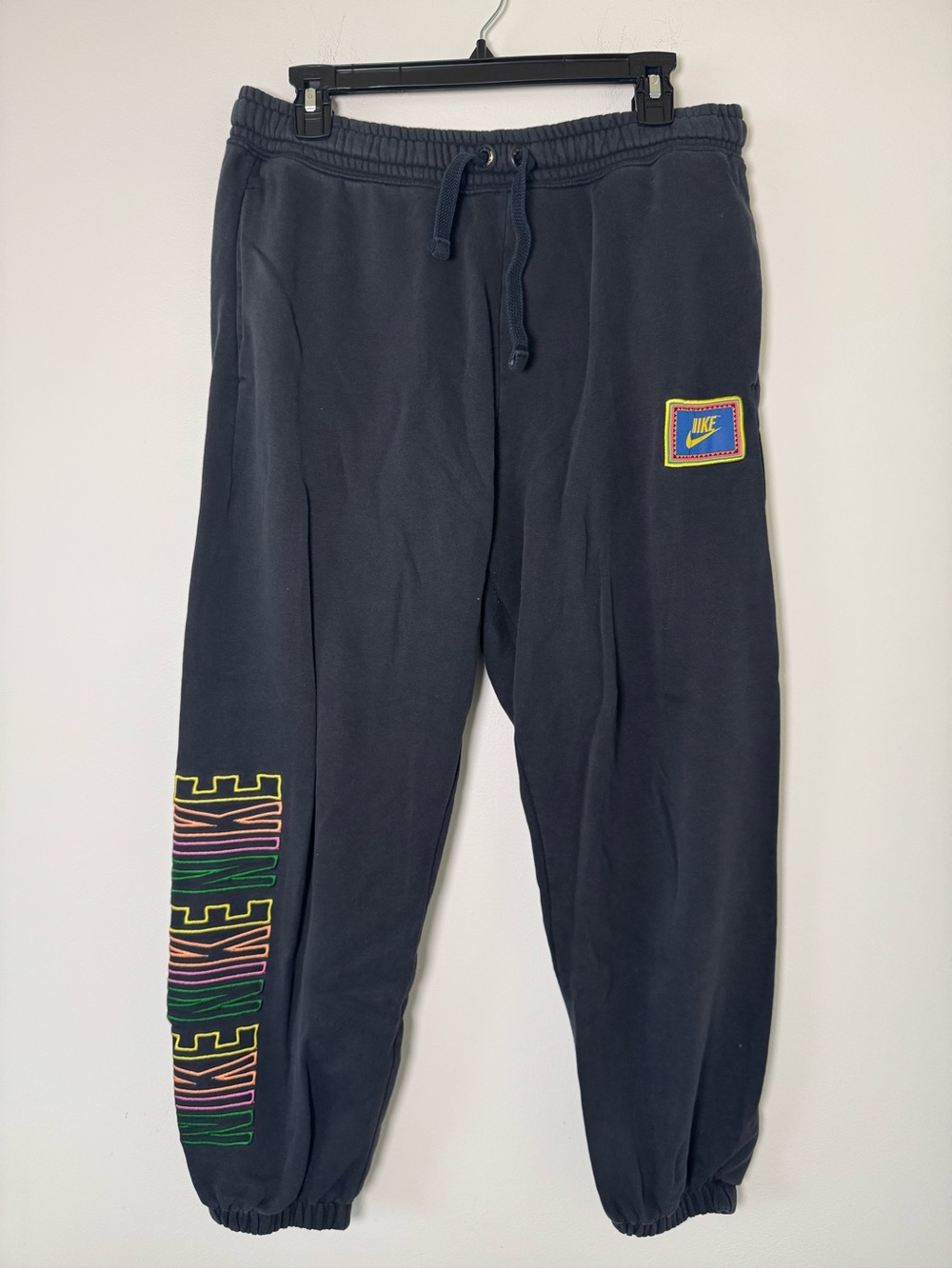 Nike Sportswear Fleece Jogger Sweatpants Black Logo Size Large